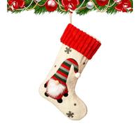 Kids Christmas Stocking - Gnome Snowflake Design, Decorative Holiday Sock