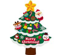 Kids Christmas Tree Felt Christmas Tree for Toddlers DIY Wall Christmas Tree with String Light and 20PCS Ornaments Felt Christmas Tree Decorations for Xmas Gift Home Decor No Battery