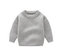 Kids Chunky Knit Jumpers 3-4 Years Silver Toddler Long Sleeve Crew Neck Solid Knit Sweater Winter Clothes for Girls and Boys Baby Tops Clothes Sweater Boys Large