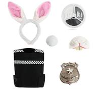 Kids City Bunny Police Officer Costume - Large Size Girls Animal Cop Fancy Dress Outfit - Role Play Costume for Book Week, Halloween, Parties & Dress-Up Fun