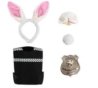 Kids City Bunny Police Officer Costume - Small - Animal Fancy Dress with Vest, Bunny Ears, Badge & Rabbit Nose