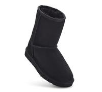 Kids Classic Sheepskin Boots - Soft Genuine Wool Lining for Warmth and Comfort - Durable Non-Slip Sole for Outdoor Play (Black, Youth 2, UK Footwear Size System, Little Kid, Numeric, Medium, 2)