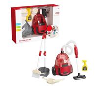 Kids Cleaning Play Set with Toy Vacuum Cleaner, Red, Interior Cleaning Pretend Play Kit with Accessories, Ages 3+