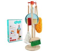 Kids Cleaning Set Wooden Simulation Cleaning Playset Pretend Play Housekeeping Toddler Set Educational Polished for Kids 3+, Toddler