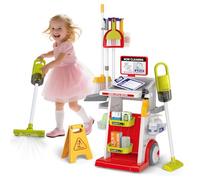 Kids Cleaning Toy Set, 22PCS Toddler Cleaning Set with Real Working Vacuum, Mop & Spray Bottle, Educational Role Play Househlod Carts Toys for Toddlers Ages 3-8, for Boys Girls (Red)