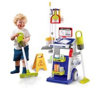 Kids Cleaning Toy Set, 22PCS Toddler Cleaning Set with Real Working Vacuum, Mop & Spray Bottle, Educational Role Play Househlod Carts Toys for Toddlers Ages 3-8, for Boys Girls (Blue)