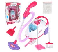 Kids Cleaning Toy Set Includes Toy Vacuum 2 Broom 2 Dustpan ABS Vacuum with Light & Sound Battery Operated Removable Kids for Educational Pretend Play Toys Cleaning Set
