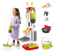 Kids Cleaning Toys Set,14PCS Toddler Cleaning Toys with Broom and Dustpan Mop set, 2in1 Vacuum That Really Works,Toddler Vacuum Cleaner, Pretend Play Cleaning Supplies for Boys Girls Age 3-8 (Red)