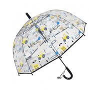 Kids Clear Bubble Umbrella -Perfect for Walking Safety-Grip Curved Handle-Transparent Dome See Through Child,Safety Kids Umbrella for Toddler Boys Girls (Black Digger)