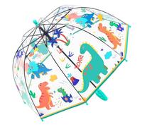Kids Clear Bubble Umbrella -Perfect for Walking Safety-Grip Curved Handle-Transparent Dome See Through Child,Safety Kids Umbrella for Toddler Boys Girls (Dinosaur-Age)