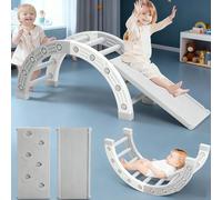 Kids Climbing Frame with Slide & Rocker, Toddlers Arch Climber Ladder, Easy-to-clean Montessori Climbing Toys, Indoor Playground Play Gym for Children