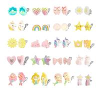 Kids Clip on Earrings for Girls 20 Pairs Kids Clip on Earrings Cute Unicorn Flower Heart Rainbow Jewelry Dress up Earrings Non Pierced Play Earrings Dress up Jewelry Set for Kids