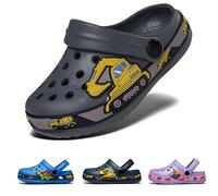 Kids Clogs Garden Shoes Mules Cute Dinosaur Beach Sandals Summer Lightweight Pool Shower Slippers for Toddler Boys Girls Water Shoes Grey Digger 29 EU 12 UK