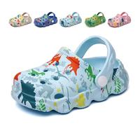 Kids Clogs Mules for Girls Boys Lightweight Garden Shoes Toddler Dinosaur Slip-on Beach Pool Shower Sandals Surf Clogs for Children LightBlue UK 11.5/12(Label Size 190mm)