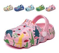 Kids Clogs Mules for Girls Boys Lightweight Garden Shoes Toddler Dinosaur Slip-on Beach Pool Shower Sandals Surf Clogs for Children Pink UK 8.5（Label Size 160mm）