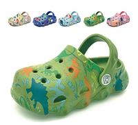Kids Clogs Mules for Girls Boys Lightweight Garden Shoes Toddler Dinosaur Slip-on Beach Pool Shower Sandals Surf Clogs for Children Green UK 10.5 (Label Size 180mm)