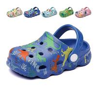Kids Clogs Mules for Girls Boys Lightweight Garden Shoes Toddler Dinosaur Slip-on Beach Pool Shower Sandals Surf Clogs for Children Blue UK 8.5(Label Size 160mm)
