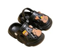 Kids Clogs Toddler Garden Shoes Boys Girls Sandals Non Slip Lightweight Shoes Summer Comfortable Breathing Slippers with Adjustable Back Strap for Beach Pool Shower Slippers (Black, 36)