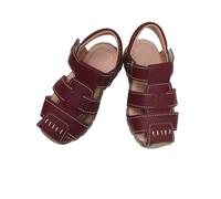 Kids Closed Toe Leather Sandals, Non-Slip Rubber Sole First Walking Shoes, Velcro Breathable Summer Shoes for Boy Girl Infant Kid Closed Toe Sandals Toddler Non-Slip Roman Sandals (Brown,11)