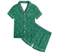 Kids Clothes,Cute Little Dinosaur Designs Kids Boys And Girls Pattern Printed Short Sleeve Button Down Pajamas Shorts Set Sleepwear Outfits