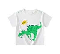 Kids Clothing Summer T-Shirt for Boys Dinosaur Print Short Sleeve Comfortable Casual T-Shirt for Toddlers Outdoor Play Picnic Outfit Age 1-7 Years Underpants Boys Size, White, 4-5 Years