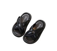 Kids Cloud Sliders Cross Band Soft Cozy Open Toe Home Sandals Wide Fit Shoes Unisex Boys Girls Comfort Summer Casual Slippers Outdoor Lightweight Bathroom Beach Pool Shoes (Black, 1 Big Kids)
