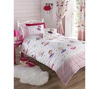 Kids Club Ballerina Pink Single Duvet Cover and Pillowcase Set Girl's Children's Bedding, Cotton and Polyester, Multicoloured