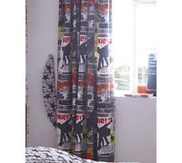 Kids Club One Pair of Lined Curtains - Teen stunt street skateboard design (66 x 54 (168x137cm))