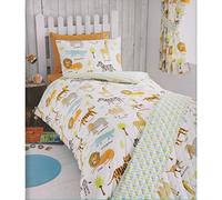 Kids Club Zebra Tiger Elephant Monkey Kids Single Duvet Quilt Cover Bedding Set, Cotton and Polyester, Multicoloured