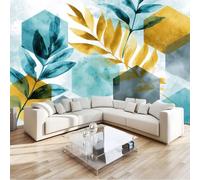 Kids Collage Art Photo Mural - Geometric Botanical Watercolor Bohemian Wallpaper- Amazing 3D Effect - Ideal for Boys Girls Bedroom 400 W x 280 H cm