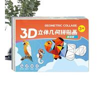 Kids Collage Kit - 26cm Educational Paper Puzzle Toy | Creative Geometric Sticker Art Craft Set For Boys Girls, Fine Motor Skills Learning Activity Toy For School Nursery And Homes