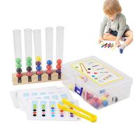 Kid's Color Matching Toy,Children's Wooden Rainbow Color Matching Cups - Educational Game | Wooden Sorting Barn, Test Tube Clip Set Toy For Home, School, Travel, And Outdoors