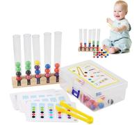 Kids Color Matching Toy - Educational Wooden Beads Sorting Puzzle, Clip Practice Game | Early Childhood Skill Builder, Rainbow Peg Board Activity, Preschool Travel Play Home Training Set