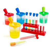 Kids' Color Science Kit, Plastic Test Tubes with Caps, Droppers, and Holder for Young Scientists Aged 4-8