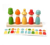 Kids Color Shape Stacked Matching Game, Montessoris Wooden Stacking Toys, Puppet Hat Face Matching Game Creative Educational Toys, Fine Motor Skills Toys Gift for Toddler