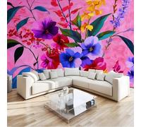 Kids Colorful Photo Mural - Floral Colorful Botanical Prints Wallpaper- Amazing 3D Effect - Ideal for Boys Girls Bedroom 200 W x 140 H cm