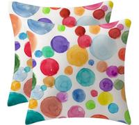 Kids Colorful Pillow Covers Polka Dot 18 x 18 Inch Set of 2 Cute Kid Throw Pillows Outdoor Farmhouse Decorative Cushion for Couch Bed Sofa