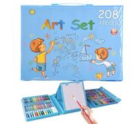 Kids Coloring Kit - 208 Pieces Portable Art Supplies Set With Carry Case | Complete Drawing Painting Set For Preschool School Travel Home Car Desktop Studio Party Holiday Christmas Gift For Boys And G