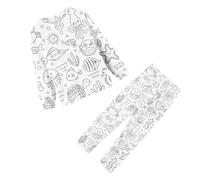 Kids Coloring Pajama with Markers Funny DIY Hand Painted Christmas Pajamas Color Your Own Pajama Party Colorable Shirt and Pant Set White