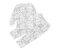 Kids Coloring Pajamas Funny Cartoon Coloring 2 Piece Sets Long Sleeves Tops and Pants Children DIY Hand Painted Sleepwear Color Your Own Homewear Pjs (Grey-C, 9-10 Years)