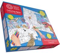Natural History Museum Colouring Jigsaw Set - 2 x 100 Piece Puzzles with 6 Colouring Pencils - Fun & Educational Activity for Kids