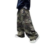 Kids Combat Camo Cargo Trousers Boys Camouflage Elasticated Waist Winter Military Pants Boys Stretchy Comfy Casual Streetwear Running Sports Bottoms Age 4-16 Years (15-16 Years, Green)