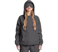 Kids Comfort Hoodie with Eye Mask Built in, Airplane Sleeping Mode Travel Hoodie with Secret Pockets, Comfy Wearable Blanket Hoodies with Hidden Pockets for Boys Teen Girls Dark Gray