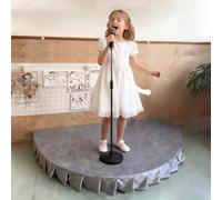 Kids Concert Stage Platform, Portable Riser Stand for Drum and Singing Events, Half Circle Design with Skirting, 120cm Height and 20cm Depth