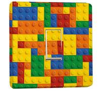 Kids Construction Blocks Design - Crabtree Single Light Switch 4070 - Self Adhesive Vinyl Stickers