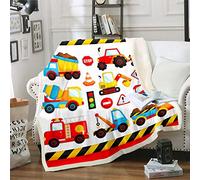 Kids Construction Fleece Blankets Child Cartoon Car Boys Girls Various Vehicles Construction Truck Pattern,Room Decor Fuzzy Blanket Double 60"x79"