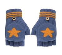 Kids Convertible Fingerless Gloves With Mitten Cover Teens Winter Warm Half Finger Insulated Gloves Students Cycling Writing Wool Blend knitted Flip Top Glove Mittens for Boys & Girls 5-10 Years