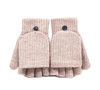 Kids Convertible Flip Top Winter Gloves Fingerless Flap Cover Gloves Kid Thermal Outdoor Half Finger Glove Baby Winter Knit Warm Mitten Wool Snow Cold Weather Mittens for 5-10Y Girls Boys Cycling