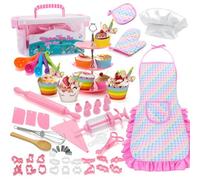 Kids Cooking and Baking Set, Junior Chef Kit with Storage Case, Complete Kitchen Supplies, Apron and Utensils for Boys and Girls Learning Fun, 64 Pieces