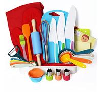 Kids Cooking and Baking Supplies Set with Gift Storage Box, Complete Junior Chef Cooking Kit, Girls & Boys Childrens Real Bakeware Accessories, Real Cookware and Baking Utensils Sets for Kids